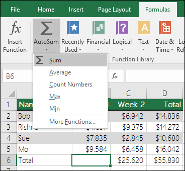 Üks kiire ja lihtne viis Exceli väärtuste lisamiseks on kasutada   AutoSum