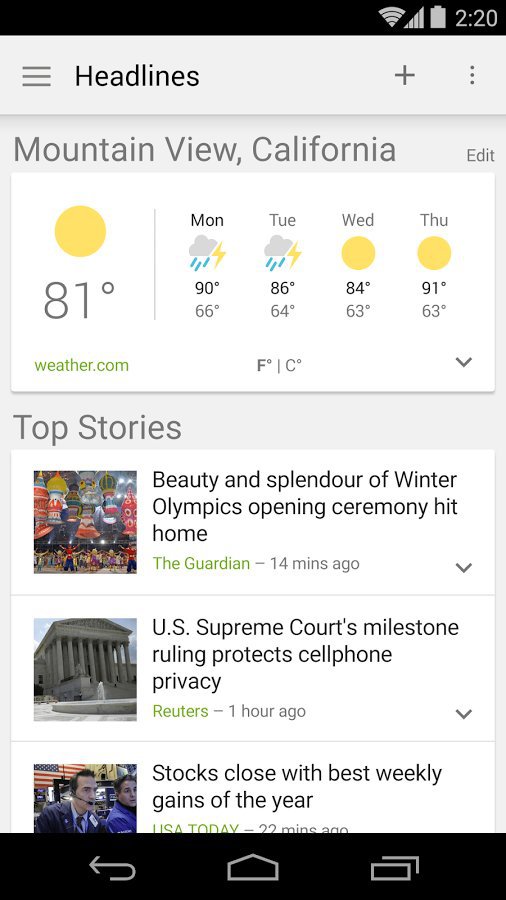Получите персонализированные новости и прогнозы погоды с помощью бесплатного приложения Google News & Weather Android
